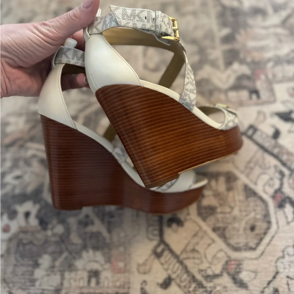 Michael Kors Carmen Logo & Faux Leather Wedge Sandal - Picture 8 of 8